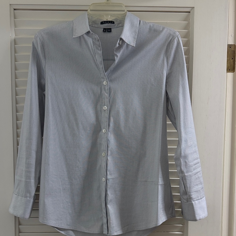 Theory Light Blue Button-Up Women's Shirt